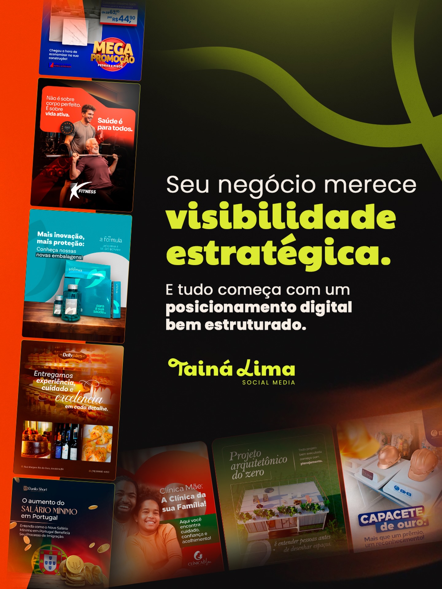 Mosaico de projetos criados por Tainá Lima